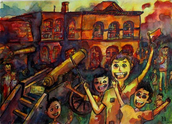 学生书画作品丰富多元，透过作品交流增进两岸互相学习。（图主办单位提供）