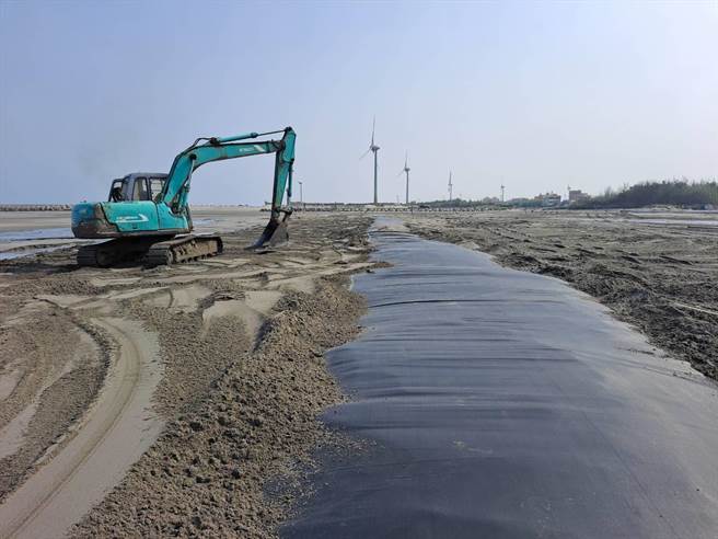 水利局沙肠袋工程施工中。（观旅局提供／陈淑娥台中传真）