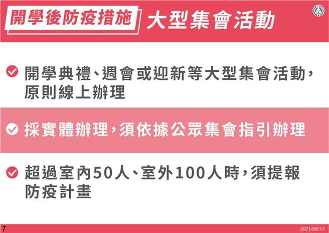 中小学开学防疫指引。(图／教育部提供)