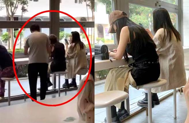 杨幂和闺幂吃冰淇淋时被搭讪。(图／翻摄自微博)