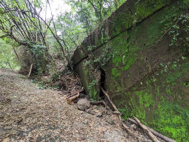 月光山步道约0.3k防砂坝倾斜。(屏东林管处提供／林雅惠传真)