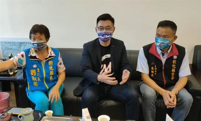 國民黨主席江啟臣拜會彰化縣議會，強調兩岸政策主張和平對話和溝通。（吳敏菁攝）