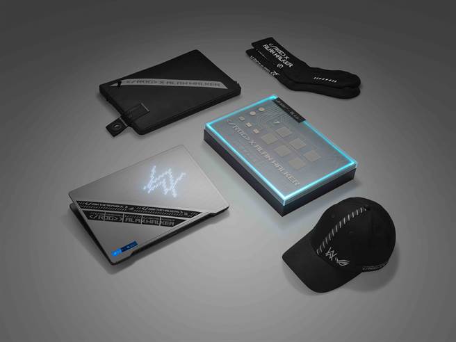 ROG Zephyrus G14 AW SE附赠ROG x Alan Walker笔电套、联名棒球帽及袜子，粉丝不容错过。（ROG提供／黄慧雯台北传真）
