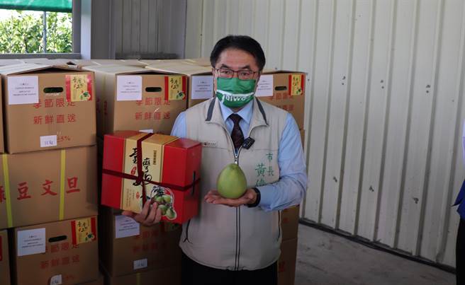 台南麻豆清泉果园20日10.2公吨文旦将封柜销往新加坡最大连锁超市。（刘秀芬摄）