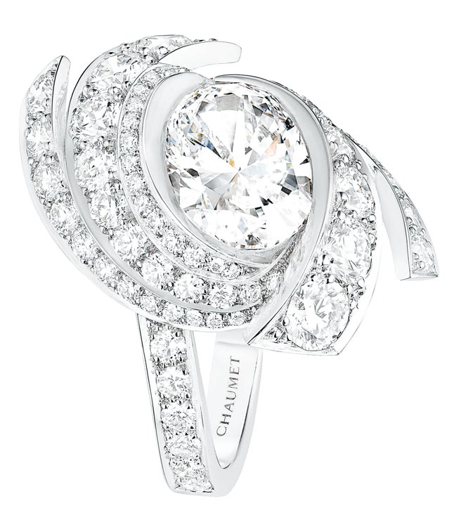 CHAUMET的Torsade de Chaumet系列白金戒指，约1000万元。（CHAUMET提供）