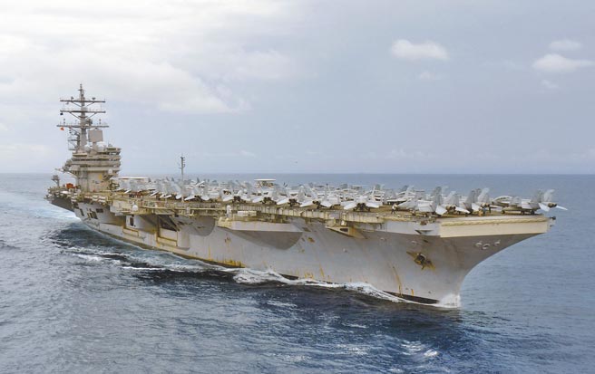 图为雷根号航空母舰。（摘自美国海军官网）