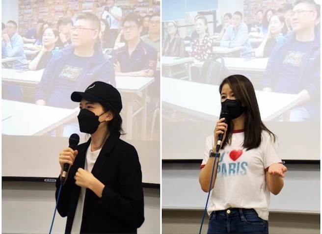 新任学生会会长许玮宁（左）表示，自己将努力扮演会长角色。林心如（右）到世新大学海硕专班校友林心如认为，硕专班课程对她事业上帮助很大。（世新大学提供）    