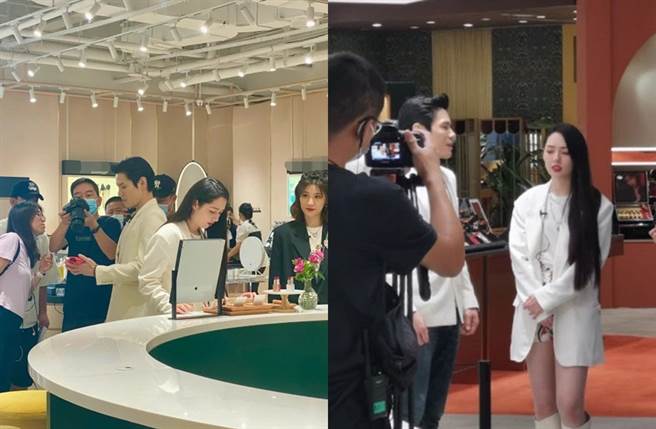 郭碧婷遮肚露出美腿。（图／翻摄自新浪娱乐微博）