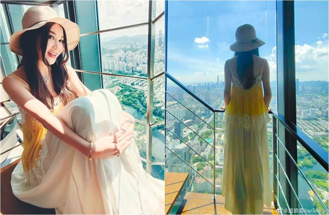 溫碧霞曬度假照，好身材一覽無遺。(取材自溫碧霞微博)

