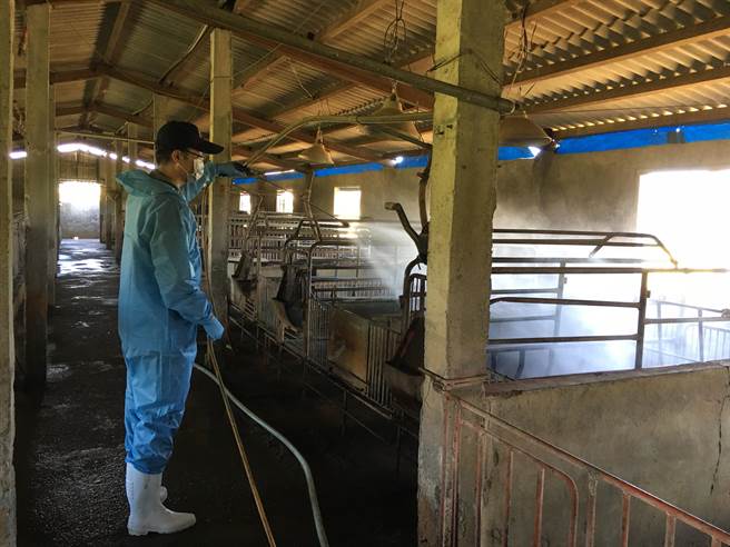 农业局今天上午动员稽查员到全市442处养猪厂稽查，全力围堵非洲猪瘟疫情。(高雄市农业局提供／林雅惠传真)