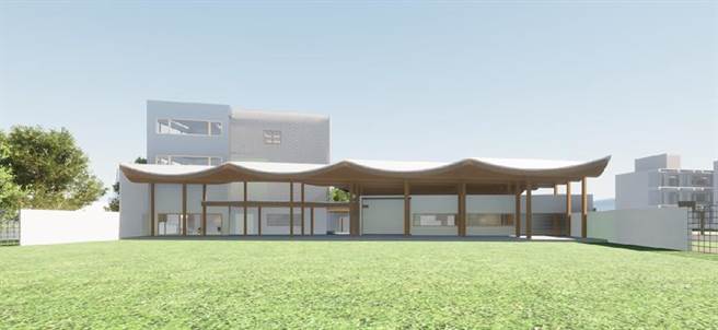 新竹市富礼国中将有符合国际规格的专业射箭馆，屋顶线条为连续弧形，宛如选手拉弓动作。（新竹市府提供／邱立雅竹市传真）