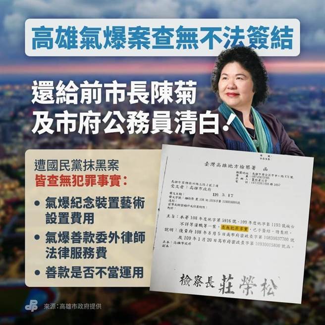 高雄氣爆案簽結  賴清德給陳菊送暖：守得雲開見月明。摘自賴清德臉書