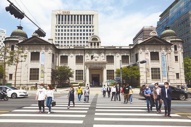 图为韩国银（央）行建筑外观。图／美联社