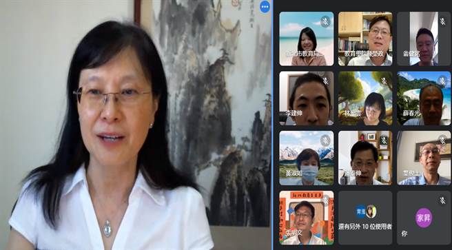 台北市立大学何希慧教授（左）阐述课程愿景与授课。（新北市教育局提供）