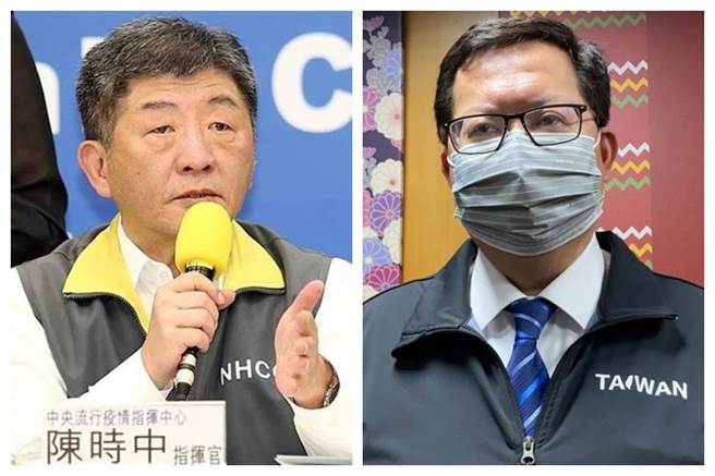 卫福部长陈时中（左）和桃园市长郑文灿（右）。（中时合成照）