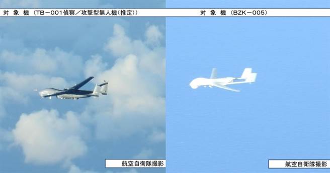 8月25、26日，日本航空自衛隊連續2天在東海攔截到大陸的大型無人機。(圖/日本防衛省)