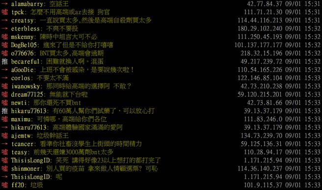 對於陳時中回覆，大批網友相當不滿。（圖／摘自PTT）