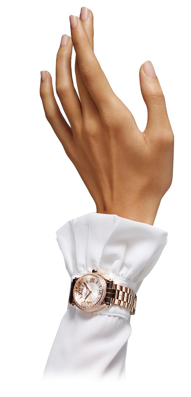 萧邦全新登场Happy Sport 33 mm钻表，歷经近30年的演进，迄今仍不减其魅力与现代感。