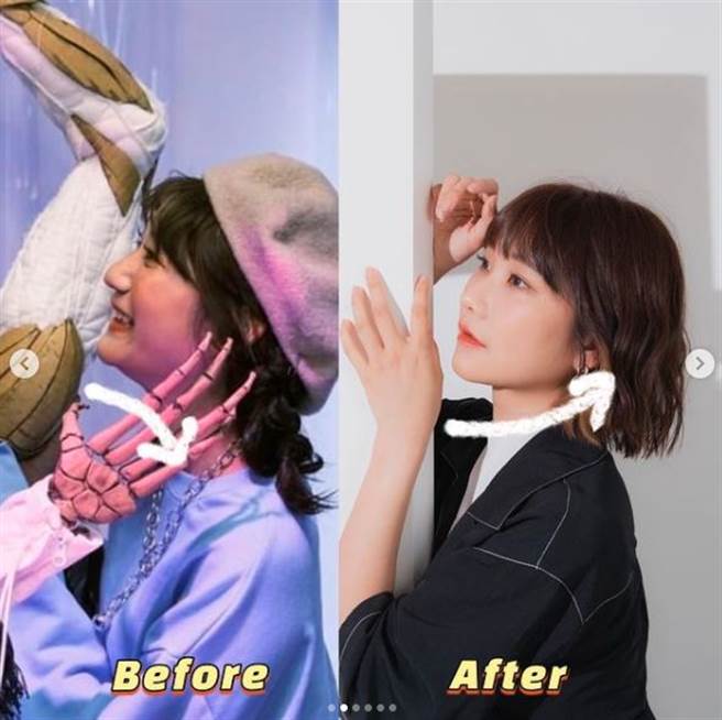 爱莉莎莎晒脸蛋的对比照。（图／翻摄自IG）

