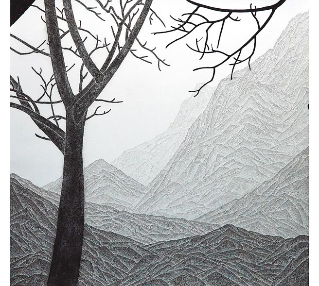 陶纲将自己的生活感受，以半抽象的水墨画表达。（多纳艺术提供）
