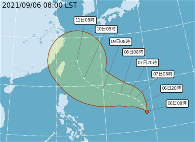 热带性低压生成，最快周三增强为今年第13号颱风「康森」。(翻摄自气象局)

