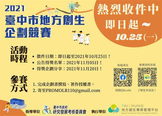 台中市府举办「2021台中地方创生企划竞赛」。（台中市府提供／卢金足台中传真）