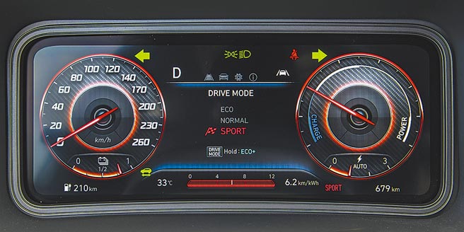 10.25吋數位車輛資訊顯示幕。（陳大任攝）