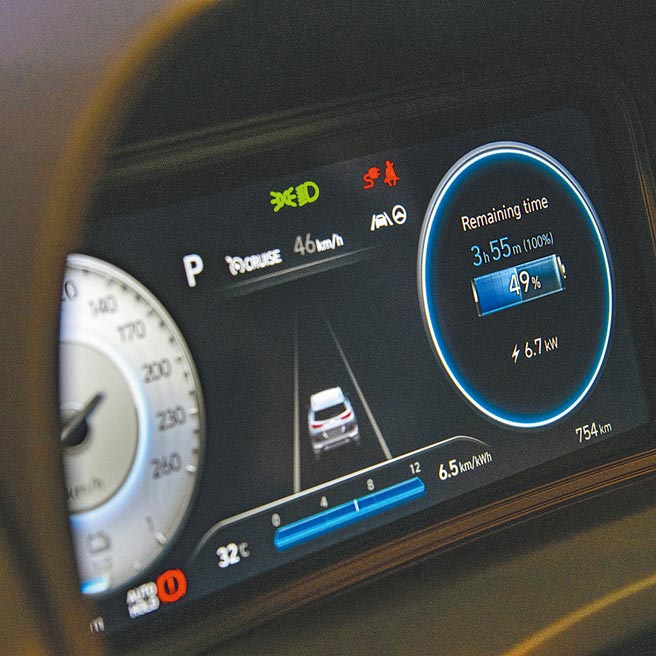 充電狀態會顯示於儀表。（陳大任攝）