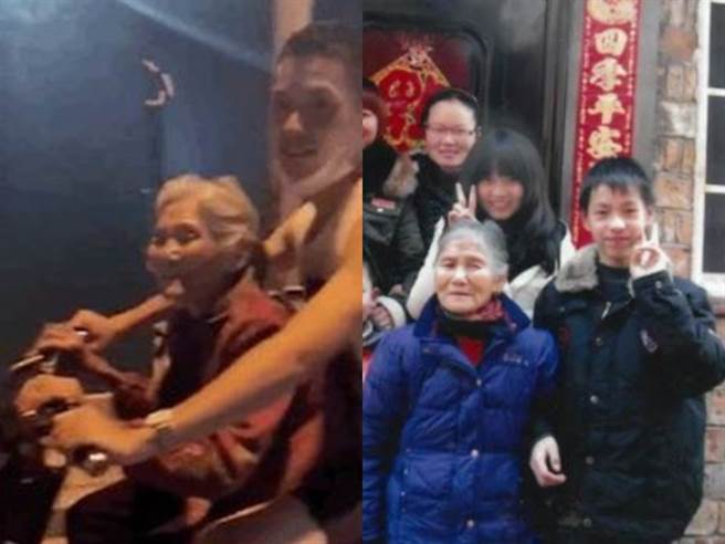 张男长大后考上消防员，本来计画让养父母重拍婚纱照，但养父因健康问题作罢，才由他代替与母亲拍摄，温暖合照感动千万网友。（翻摄自微博）