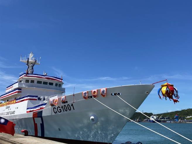 海巡署委託台船建造巡防艦，今天於基隆廠舉辦新造1000噸級巡防艦首艘CG1001下水典禮。（海巡署提供／陳彩玲基隆傳真）