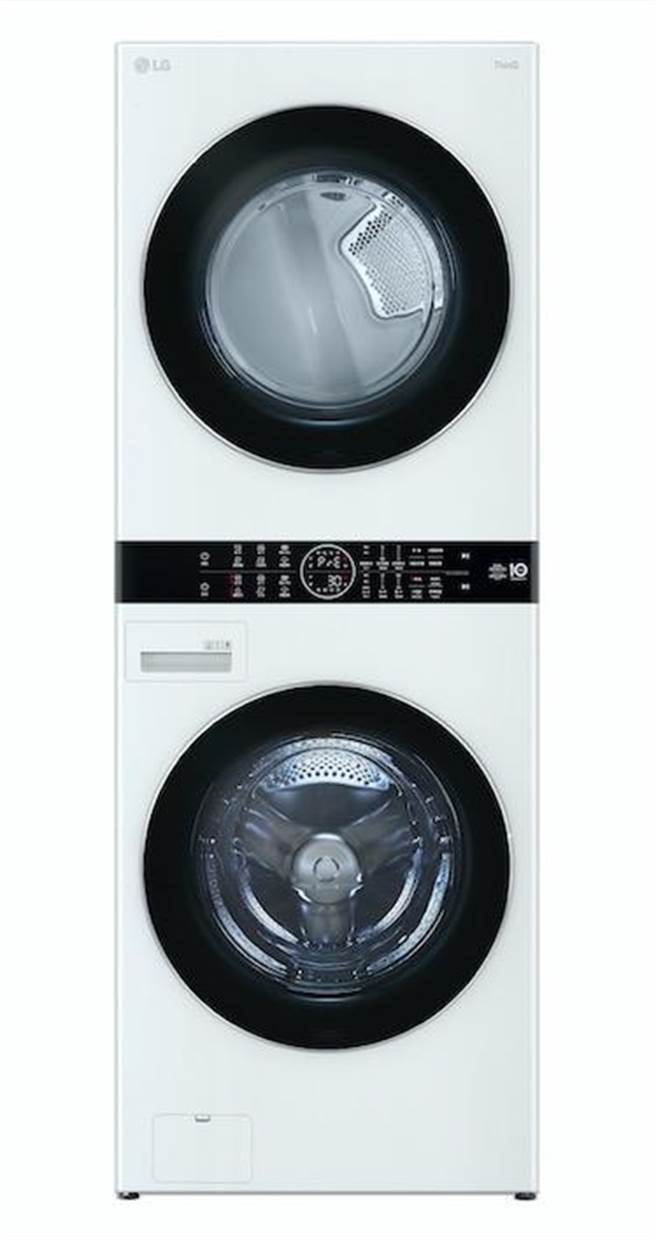 全新的LG WashTower AI智控洗乾衣机，共冰瓷白、尊爵黑 2色，定价10万9000元。（LG提供）