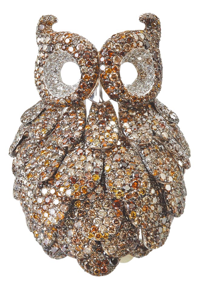 萧邦动物系列猫头鹰戒指，656万元。（萧邦提供）