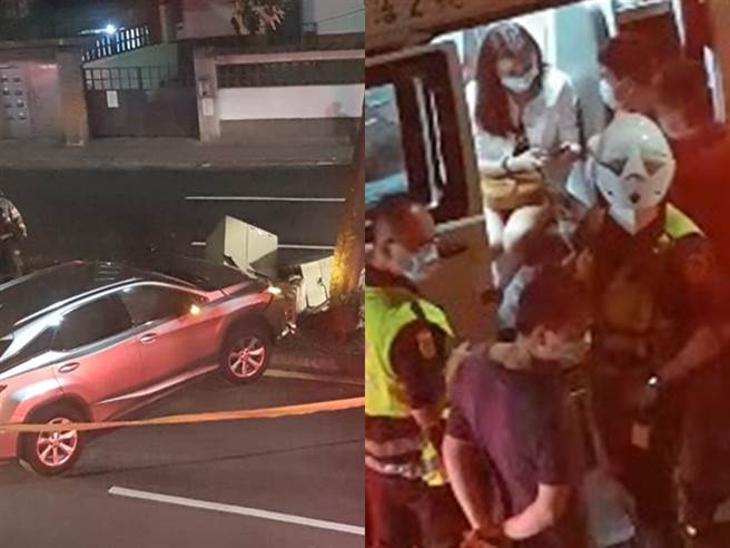 北市師大路今（10）凌晨12點多發生一起駕駛酒駕自撞路邊變電箱車禍，造成超過百戶人家停電，車內1男1女無大礙，警方查出男子酒駕還讓女伴頂罪。（翻攝自臉書「爆料公社二社」）