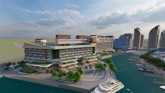 安平港亚果国际游艇城悦榕渡假村3D模拟示意图。（台南市经发局提供／曹婷婷台南传真）