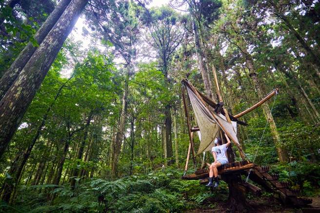 林務局國家森林志工廖運景老師推薦大家親身接觸木構作品，更能體會「取之於森林，用之於森林」的永續概念。(圖/行遍天下)


