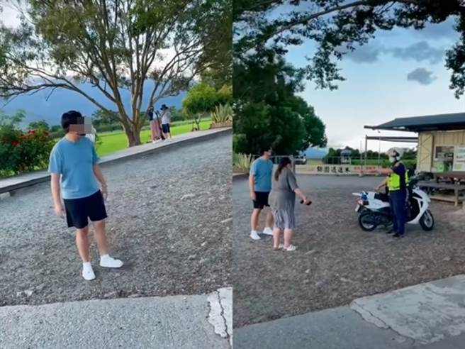 1名男子日前將轎車開進禁止汽機車進入的台東伯郎大道上，遭員警開單後情緒失控，朝母親大吼「一點玩性都沒有，再也不來了，請我來都不來」又嗆「一堆蟲的爛地方」。（翻攝自YouTube）