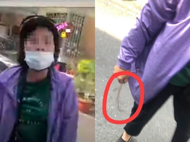 女子將車停在該土地上，遭阿婆出面制止、要求她開走車，2人爭吵之下互拿手機拍攝，阿婆竟暴怒扯她的頭髮，導致她的頭髮一整搓遭扯下。（翻攝自臉書「爆料公社」）