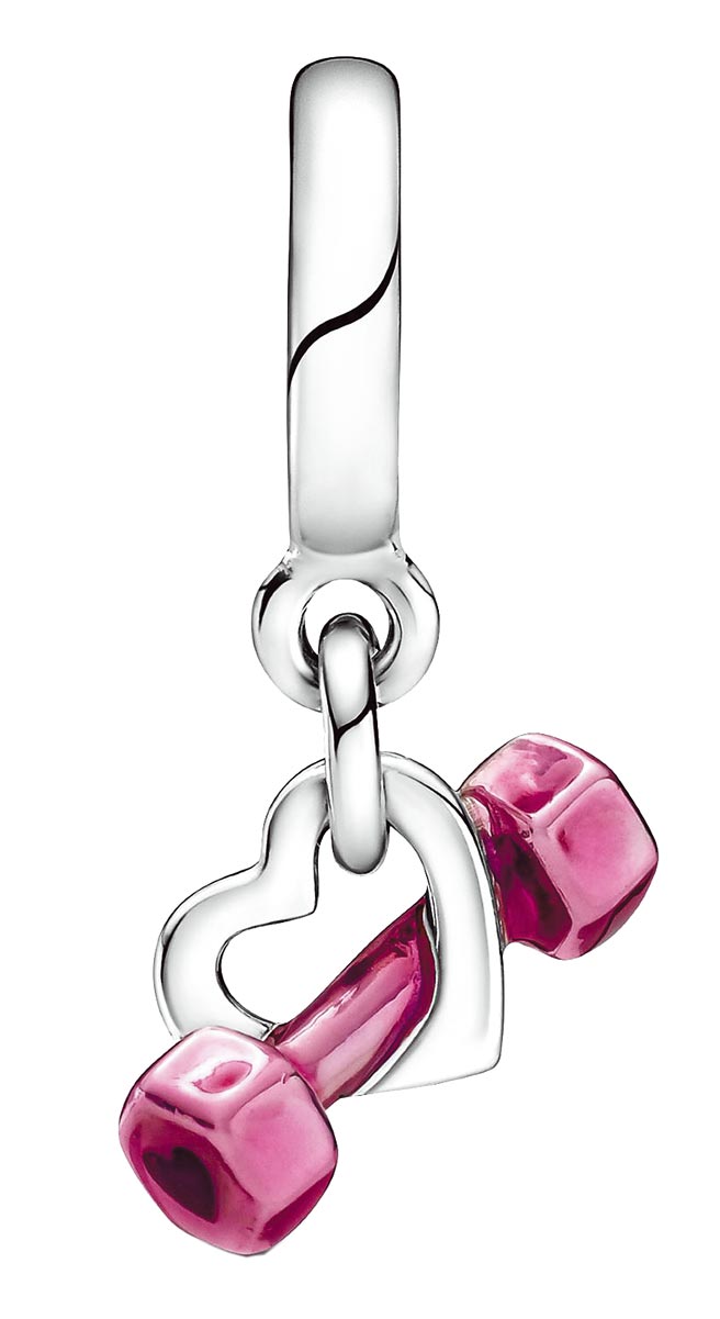 PANDORA啞鈴純銀吊飾，1480元。（PANDORA提供）