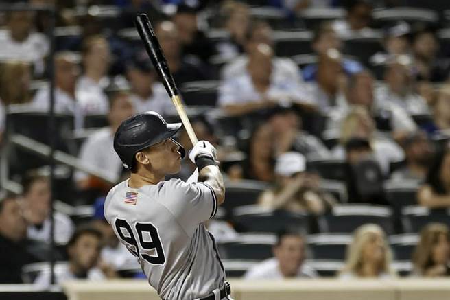 洋基贾吉单场击出两支全垒打。（美联社）