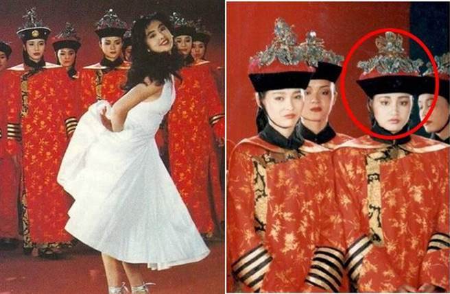 王祖贤30年前在故宫前拍广告，瞿颖当时是她身后的临演。(图／翻摄自瞿颖微博)