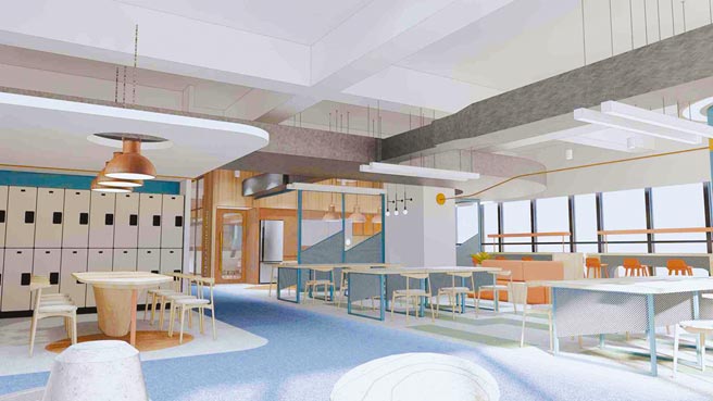 高雄「亚湾新创园」预计10月揭牌营运，图为开放式工作空间示意图。（本报资料照片）