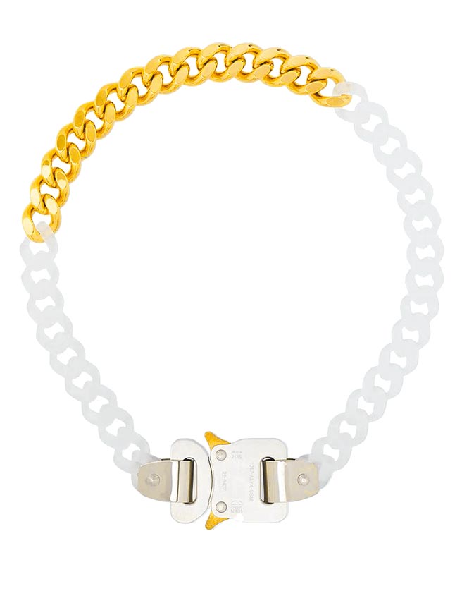 1017 ALYX 9SM透明鍊條與金屬交錯項鍊1萬5180元。（初衣食午提供）