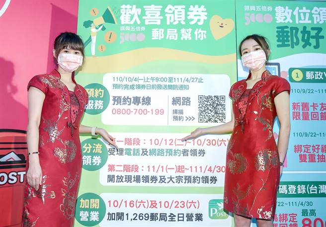 振興五倍券即將全面發放，中華郵政為鼓勵民眾使用郵政VISA金融卡綁定數位振興五倍券，推出「數位五倍券綁定雙重抽」活動。(粘耿豪攝)