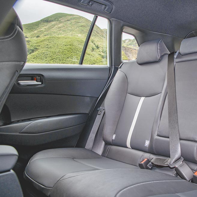 後座椅配直立式白色飾帶。（陳大任攝）