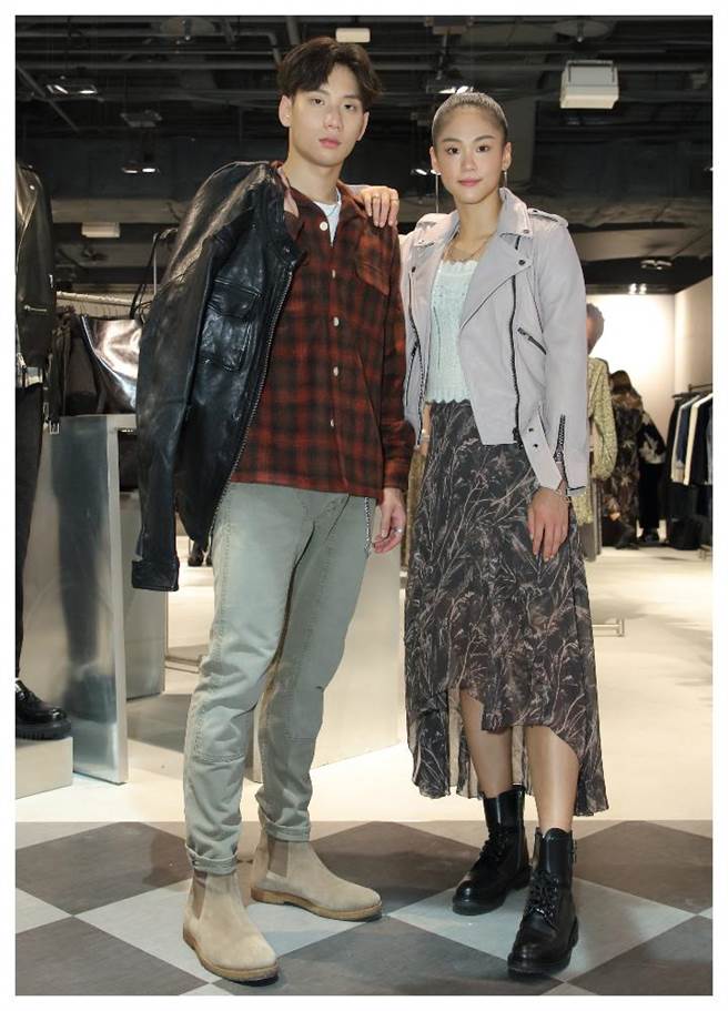 运动新世代明星文姿云和王冠闳出席AllSaints秋冬发表会。（AllSaints提供）
