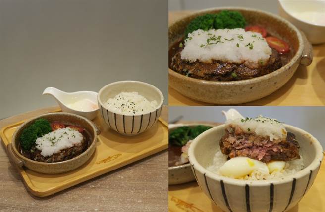 「經典蘿蔔泥漢堡排」包覆洋蔥與獨製醬汁，一切開即可聞到濃郁肉汁的香氣，口感紮實不膩口。（圖／楊婕安攝）