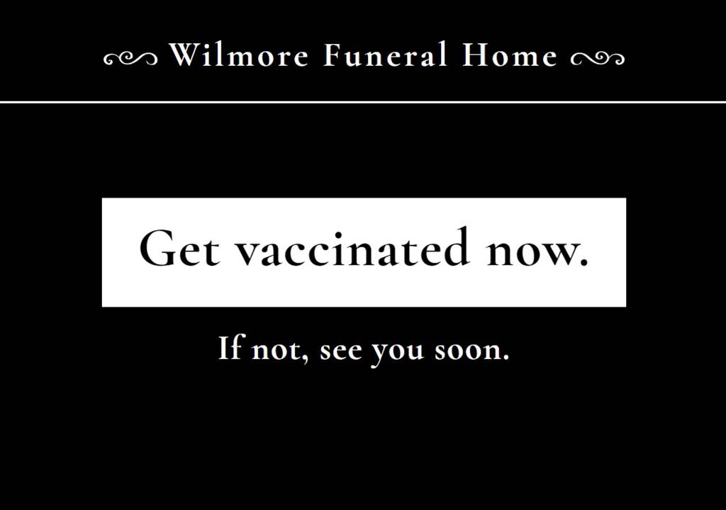 刊登广告的葬仪社官网，有着与宣传车截然不同的广告标语。（Wilmore Funeral Home官网截图）(photo:ChinaTimes)