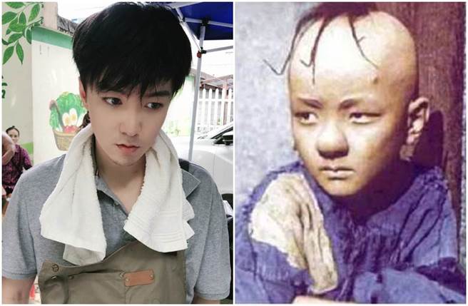 孟智超昔日为了演戏头皮大量化妆，面临秃头危机。（图／微博）