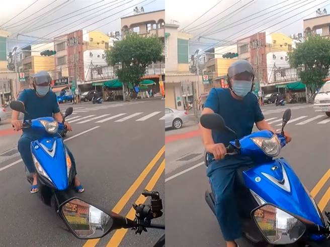 1名機車駕駛日前在路上遇到對向1輛機車欲跨越雙黃線、插入車陣到另側巷弄內，該駕駛當下立即催油門往前騎，讓對方插隊不成、當場傻眼。（翻攝自YouTube）