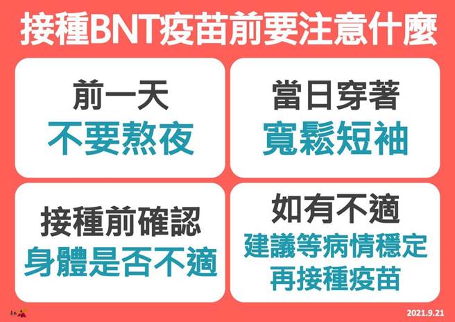 台南市今起将为国高中生施打BNT疫苗，卫生局呼吁青少年朋友接种前1日切勿熬夜。(台南市卫生局提供／曹婷婷台南传真)
